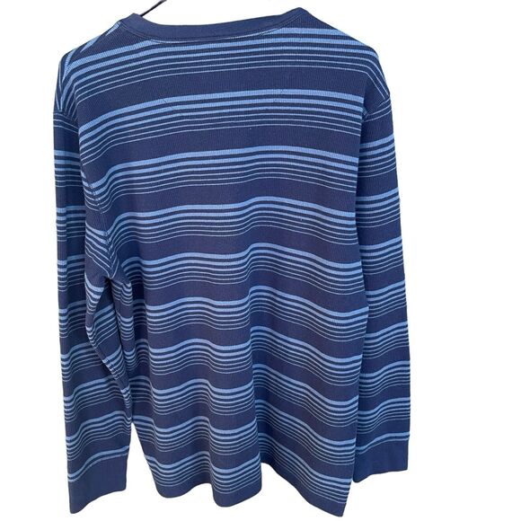 Blake Shelton x Lands End Henley Shirt Mens Large Blue Striped Ribbed Casual - Picture 2 of 10